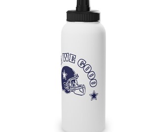 Edelstahl Wasserflasche, Here We Go, Dak Prescott, Cowboys, Dallas, Quarterback, Sportdeckel