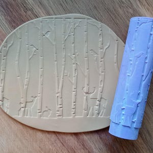 Animal Forest Scene |  Deer | Rabbit | Sparrow | Emboss Design | Decorative Clay Roller | Polymer Clay | Texture Roller