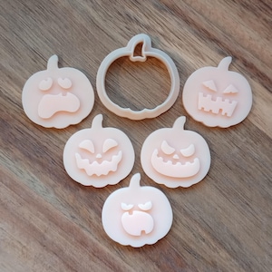 Jack O&#39; Lantern | Cutter & Stamp Set | 6 Pieces | Pumpkin | Halloween | Polymer Clay Cutter