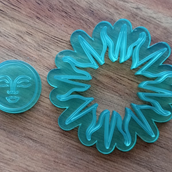 Boho Sun With Face Stamp | Polymer Clay Cutter