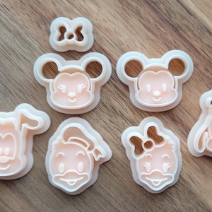 Souris | Chien | Canard | Amis de bande dessinée | Ensemble de 7 pièces | Coupeur de pâte polymère