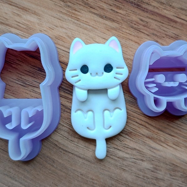 Cute Hanging Kitten | 2 Piece Set | Polymer Clay Cutters
