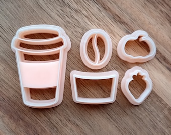 Coffee Cup | Togo Mug | Iced Coffee | Pumpkin Spice | Strawberry Shake | 5 Pieces | Polymer Clay Cutter