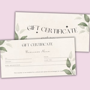 Boho Gift Certificate Template, DIY Gift Certificate, Editable Gift Certificate Template, Modern Gift Certificate, Gift Certificate Template