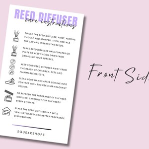 Flamable Reeds Editable Reed Diffuser Care Card Template (2x3.5 Inches) - Etsy