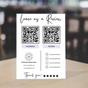 Leave Us A Review Sign Template, Business Review Template, Social Media Review Qr Code, Leave Us A Review Business Card, Review Qr Code Sign