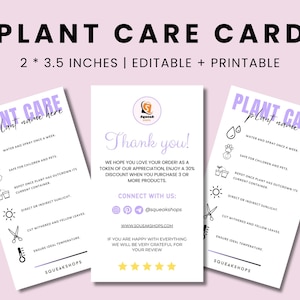 Modèle de carte modifiable d'entretien des plantes, Modèle de guide d'entretien des plantes, Cartes d'entretien des plantes, Cartes d'entretien des plantes, Cartes d'entretien imprimables