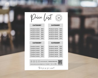 Editable Price List Sign Template: Small Business Pricing Guide (Canva)