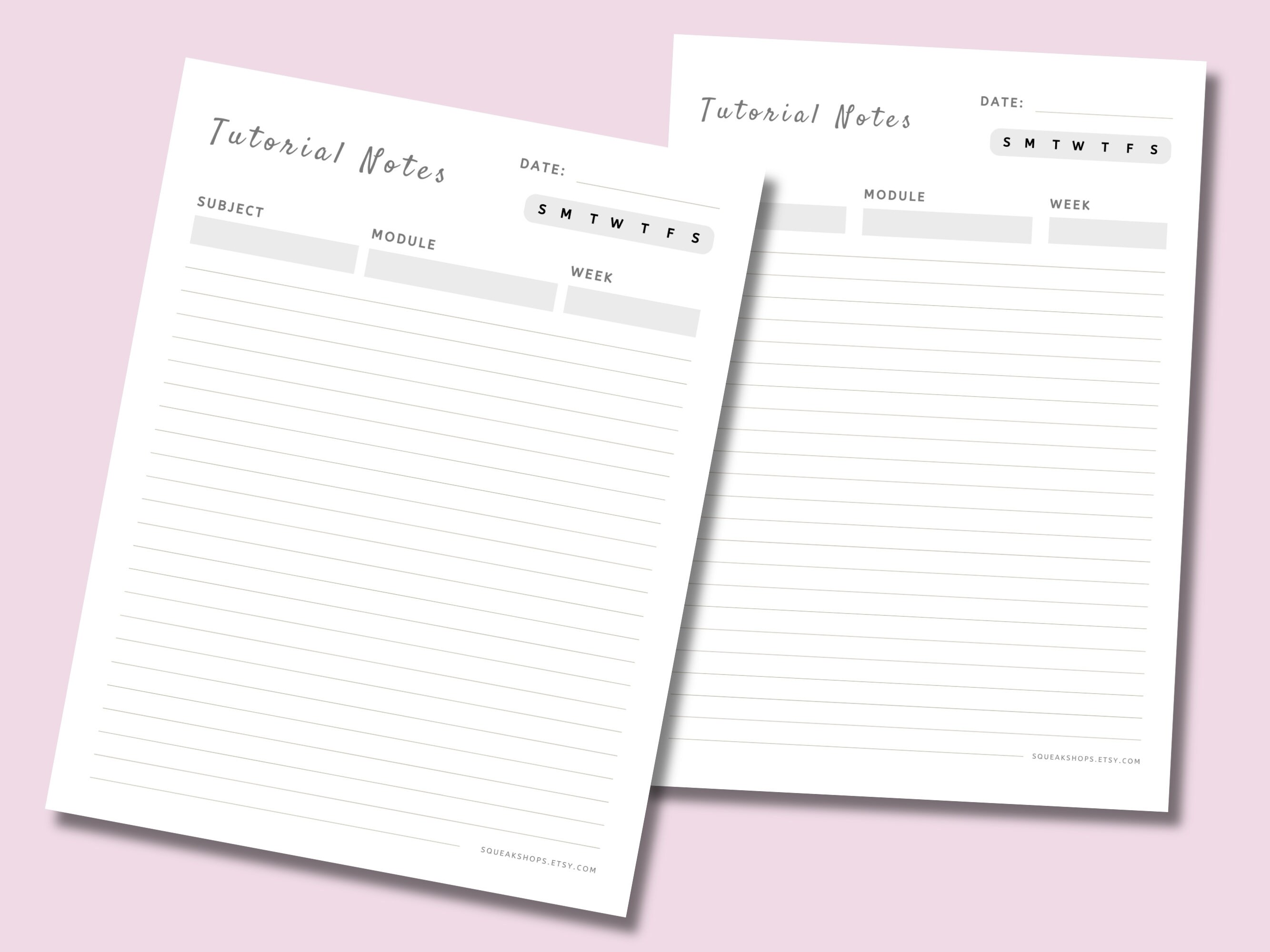 Printable College Tutorial Notes Template: A4 & US Letter (canva ...