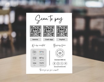 Scan To Pay QR Code Sign Template: Editable Canva Card