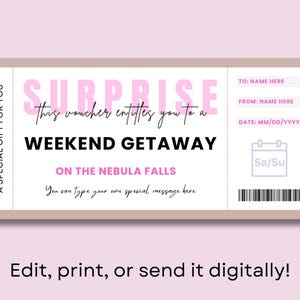 Weekend Getaway Voucher, Printable Voucher, Weekend Getaway Gift Voucher, Weekend Getaway, Weekend Getaway Coupon, Personalized Gift Voucher