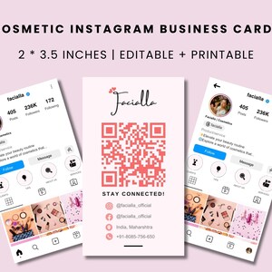 Instagram Business Card, Cosmetic Business Cards, QR Code Business Card, Small Business Digital Cards, Printable Premade Business Cards