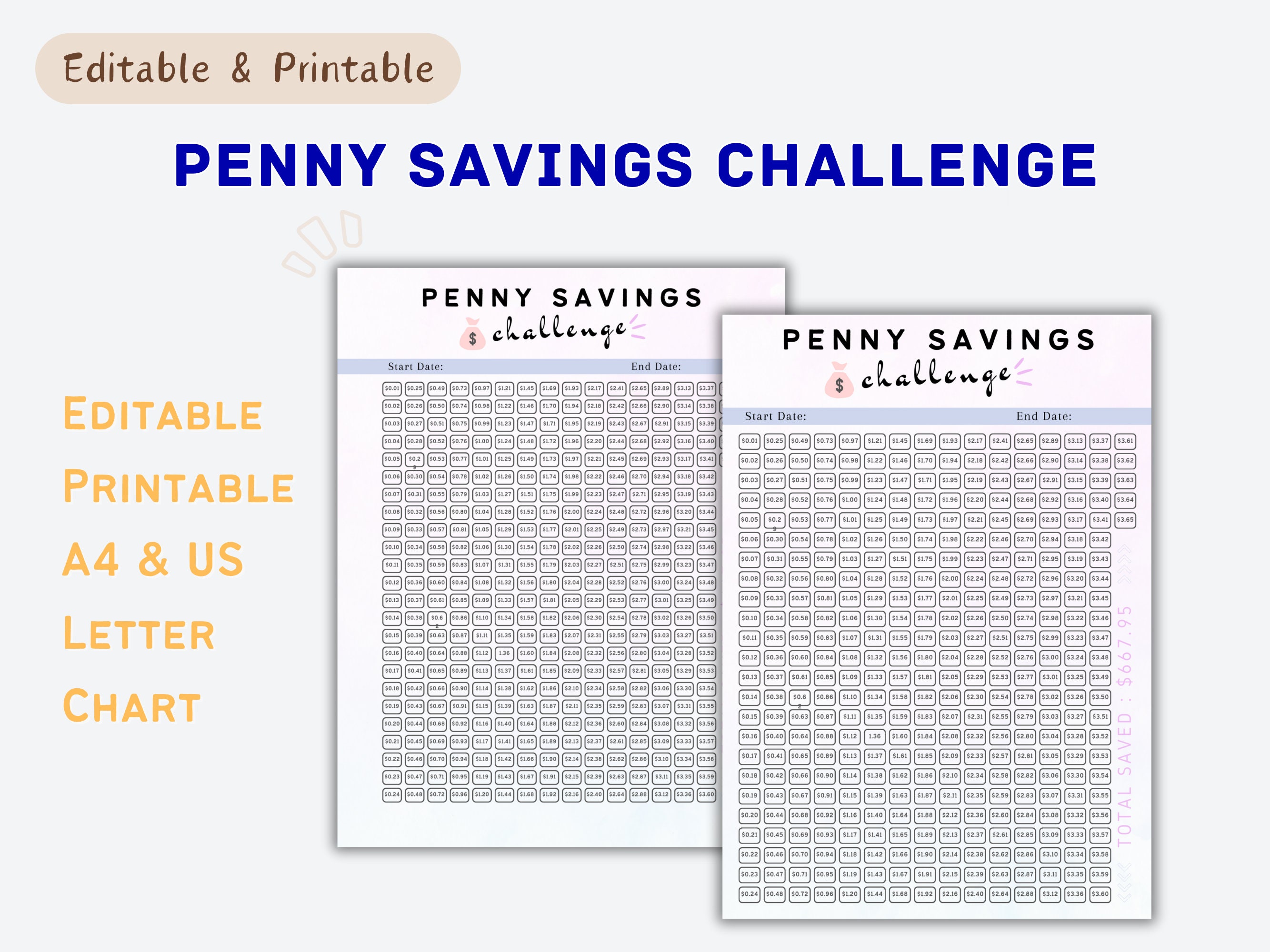 Penny Savings Challenge, 1p Savings Challenge, 365 Savings Challenge ...