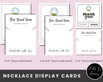 Modèle de carte de présentation de collier modifiable : Insertion d'emballage de bijoux (Toile)