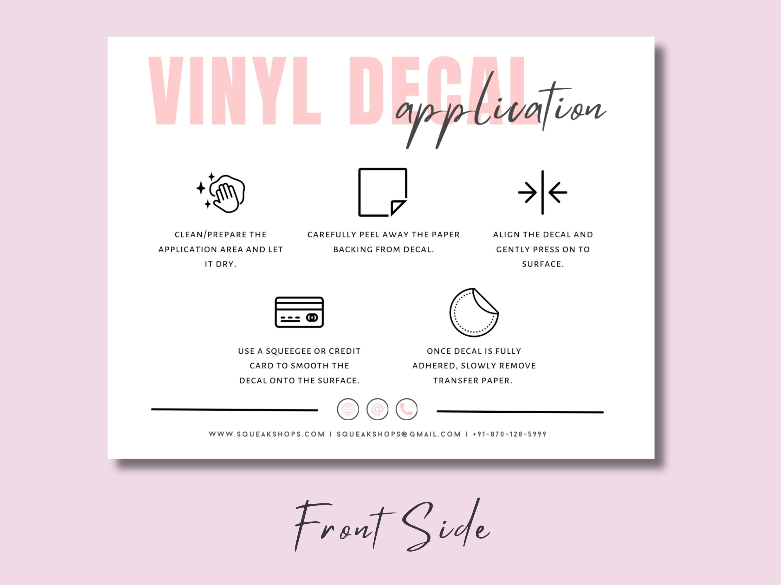 Vinyl Decal Application Instructions Card: Editable Printable Template ...