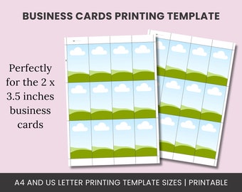 2x3.5 Business Card Printing Template: US Letter & A4 (Canva Editable) (Digital Download)