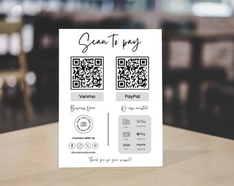 Editable Scan To Pay QR Code Sign Template (Canva)