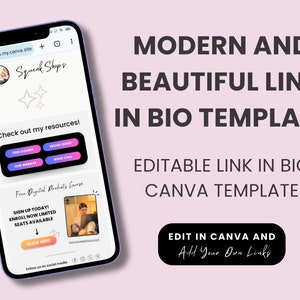 Link In Bio Canva Template, Link In Bio Template, Instagram Landing Page, Canva Website Template, One Page Website Template, Link In Bio