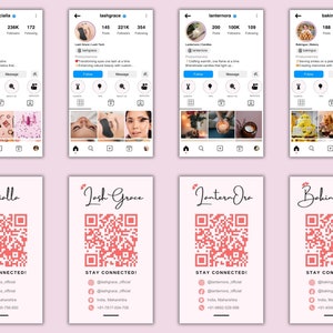 Instagram Business Card Bundle, IG Business Card Template, Business Card Template Bundle, Influencer Business Card, Qr Code Business Cards