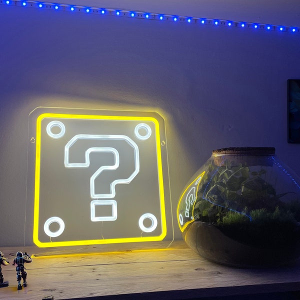 MarioGlo Question Mark LED Neon Sign - Room Decor | Man Cave |  Neon Bedroom Sign | Gaming Room | Christmas Gift | Birthday Gift