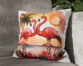 Flamingo Sunset Square Pillowcase