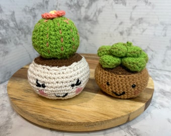 Crochet Cactus Succulent Set, Handmade Plush Desk Decor