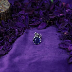 Granaatring, Zilveren Ring in Olifantstijl, Handgemaakte Ring, Boho Ring, Verjaardagsring, Vrouwenring, Edelsteenring Blauw