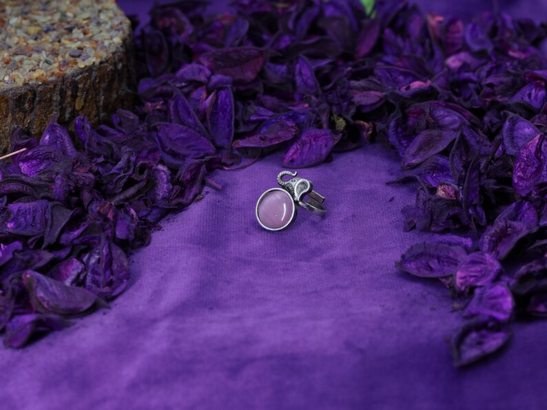 Garnet Ring, Elephant Style Silver Ring,Handmade Ring, Bohemian Ring,Anniversary Ring, Women Ring, Gemstone Ring Pink