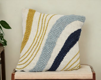 Handwoven Dori Work Tessel Cotton Soft Embroidery Pillow Cover 45*45 Inches Sofa Decorative Cushion Cover