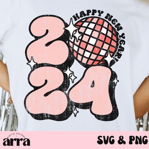 SVG 2024 ⟡ Bonne année PNG SVG ⟡ Nouvel An à paillettes png pour sublimation ou impression ⟡ Nouvel An boule à facettes png
