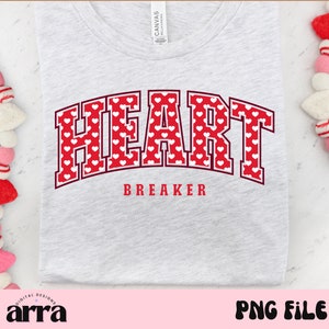 Heartbreaker Varsity PNG ⟡ Retro Valentine PNG ⟡ trendy svg ⟡ college glitter png ⟡ sublimatie printontwerp voor trui en shirt