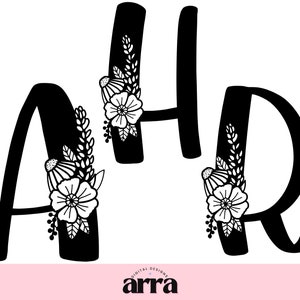 花柄モノグラム SVG バンドル ⟡ モノグラム SVG ⟡ 花柄アルファベット PNG ⟡ 花柄アルファベット モノグラム