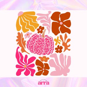 Leopard Pink Pumpkin Png, Boho Floral Fall Png, Retro Fall Png, Autumn Vibes Png, Pumpkin Season Png, Leopard Pumpkin Png, Fall Sublimation