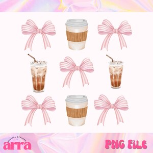 Coquette Coffee PNG ⟡ Coffee Club png ⟡ Girly png ⟡ trendy png  ⟡ aesthetic png ⟡ Pink Bow ⟡ sublimation design for sweater and shirt