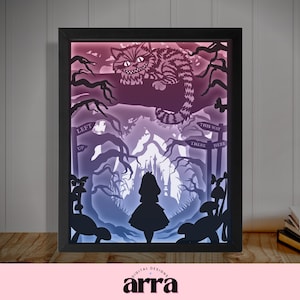 Shadow Box SVG - File SVG del modello Light Box di Alice nel Paese delle Meraviglie