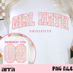 Girl Math University PNG ⟡ Girly Floral PNG ⟡ Girl Math png ⟡ Het is eigenlijk gratis ⟡ trendy png ⟡ sublimatieontwerp