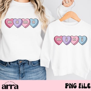Mama Mini Valentine PNG Sweetheart Valentines PNG png tendance assorti à mama mini impression par sublimation pour pull et chemise