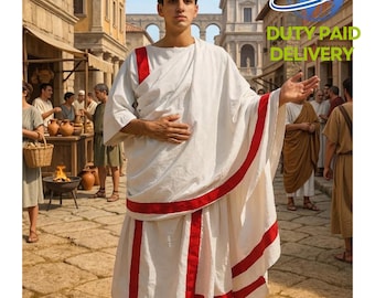 Disfraz de toga grecorromana antigua / Túnica medieval de algodón / Traje histórico para cosplay / Ropa para fiestas de Halloween