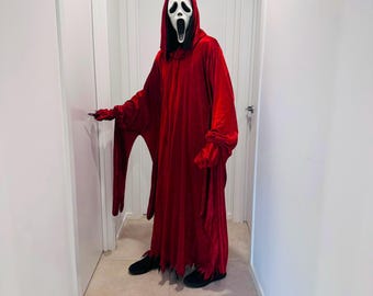 Red Glitter Horror Killer Robe Costume | Creepy Ghost Halloween Outfit | Slasher Cosplay Party Set