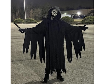 SCREAM 6 Halloween Glittery Robe, Sparkle Ghost face Cloak, Costume Cosplay
