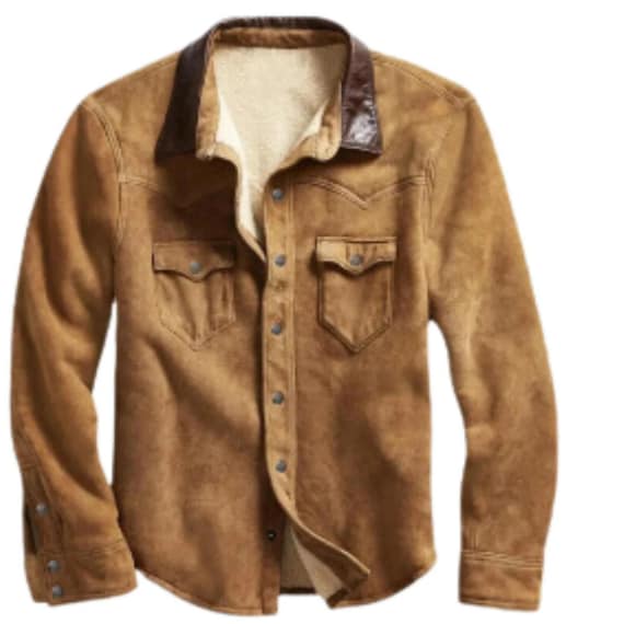 Classic Scully Men's Suede Shirt Jacket, Western Cowboy Style Leather Shirt