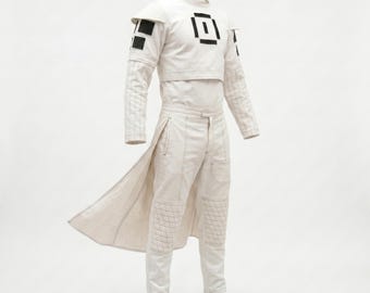 Boba Fett Inspired White Cotton Cosplay Costume | Men’s Bounty Hunter Vest Skirt Set