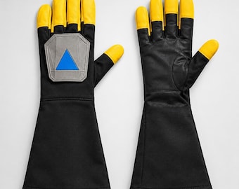 Din Djarin Gloves | Black Leather Mandalorian Cosplay Hand Armor | Bounty Hunter Gauntlets Sci-Fi Costume