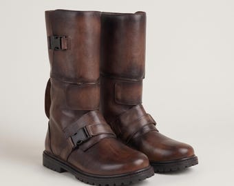 Cal Kestis Cosplay Boots | Brown Leather Jedi Survivor Costume Shoes | Sci-Fi Halloween Prop Footwear