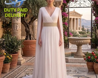 Vestido de disfraz de diosa griega-romana de gasa arrugada / Elegante toga blanca / Ropa para fiestas de Halloween