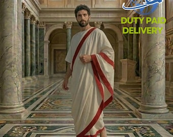 Disfraz de toga romana antigua para hombre / Traje de senador griego de algodón / Capa para fiestas de Halloween