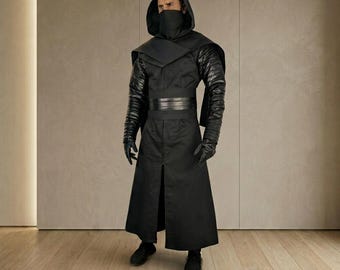 Dark Side Warrior Sith Costume | Medieval Inspired Hooded Cosplay Robe | Gothic Villain LARP Cape