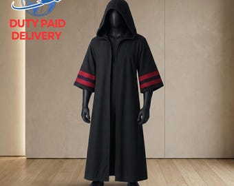Túnica con capucha de acólito de Lord Sith / Capa de cosplay de Jedi Negro del Lado Oscuro / Disfraz de Star Wars