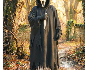 SCREAM-Inspired Classic Black Robe | Halloween Horror Costume | Ghost Scary Cosplay Outfit