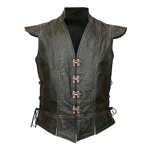 Medieval Armor Jerkin with Flaps, Genuine Men's Leather Renaissance Vest, Handmade Side Laced Coat